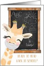 Back to School Giraffe with Covid 19 Mask and Chalkboard Personalized card