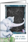 Back to School Elephant Chalkboard Personalize card