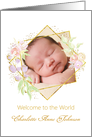 Grandchild Baby Announcement Welcome to the World Watercolor Photo card