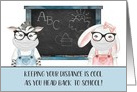 Back to School Cool Animal Kids with Glasses and Covid 19 Masks card