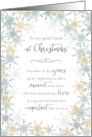 Friend at Christmas Silver Blue and Gold Snowflakes card