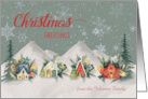 Christmas Watercolor Village Mountain Homes Custom Name card