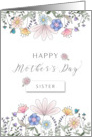 Happy Mother’s Day Sister or Custom Relationship Watercolor Flowers card