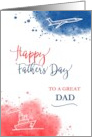 Father’s Day to a Great Dad Modern Watercolor Airplane Ship card