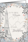 Friend Birthday Floral Eiffel Tower card