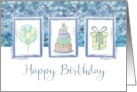 Happy Birthday Blue Balloons Cake and Gift card