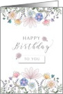 Happy Birthday to You Watercolor Flowers card