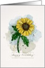 Happy Birthday Watercolor Sketchy Doodle Yellow Sunflower Flower card