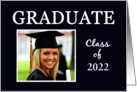 College Graduation Congratulations Custom Name & School Blue & White card