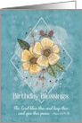 Birthday Blessings Sketchy Doodle Watercolor Flowers card