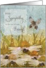Sympathy Loss of Friend Messy Flowers and Butterfly card