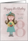 8th Birthday Little Girl Singing Happy Birthday to You card