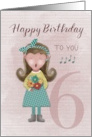 6th Birthday Little Girl Singing Happy Birthday to You card