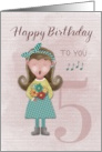 5th Birthday Little Girl Singing Happy Birthday to You card
