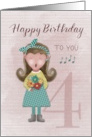 4th Birthday Little Girl Singing Happy Birthday to You card