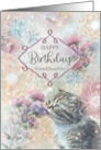 Granddaughter Happy Birthday Sweet Kitty and Flowers Collage card