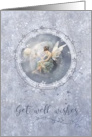Get Well Wishes Fairy in the Moon with Blue Collage Background card