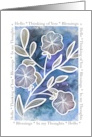Hello Thinking of You Handdrawn Flowers on Alcohol Ink Background card