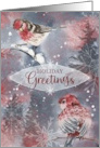 Holiday Greetings Winter Collage with Birds and Snowflakes card