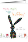 Custom Name Birthday Rabbit Silhouette with Dots card