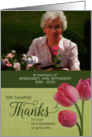 Sympathy Heartfelt Thanks Pink Tulips Custom Photo and Name card