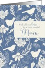 Our Mom Birthday Blue and Cream Birds and Blossoms Pattern card