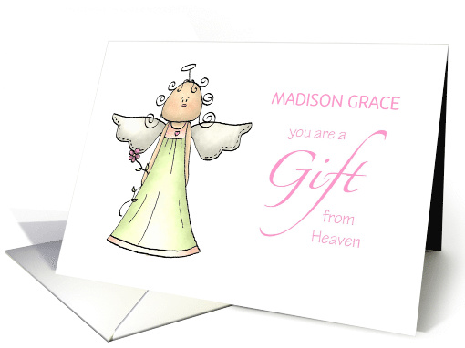 Adoption Anniversary, Gift from Heaven, Custom Name card (1049749)