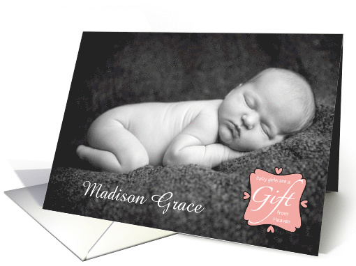 Pink Baby Announcement, Gift from Heaven card (1049781)