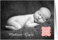 Pink Baby Announcement, Gift from Heaven card