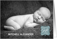 Blue Baby Announcement, Gift from Heaven card