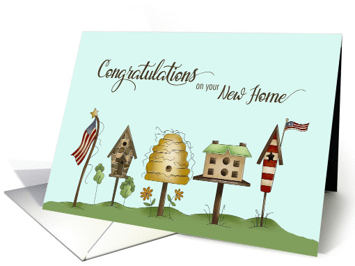 Congratulations on New Home Birdhouses & Flags card (1049807)