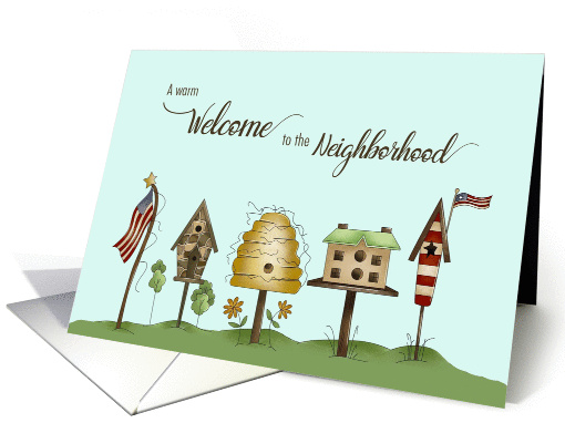 Welcome to Neighborhood Birdhouses & Flags card (1049829)