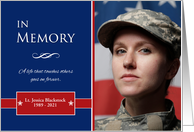 In Memory Red, White & Blue Custom Photo & Name card