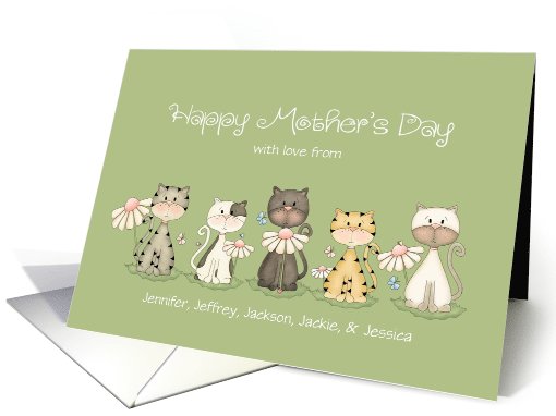 Mother's Day Five Cats from all of us - custom names card (1081842)