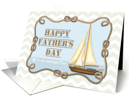 Happy Father's Day Sailboat and Knotted Rope Custom Name card