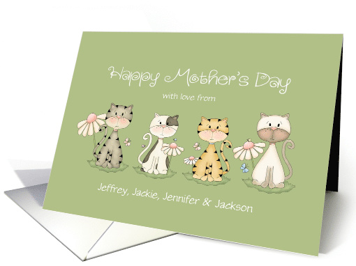 Mother's Day Four Cats From All of Us Custom Names card (1108040)