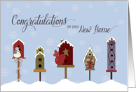Congratulations on New Home Birdhouses & Snow card