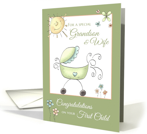 Congratulations 1st child - for Grandson & Wife card (1121656)