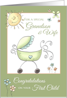 Congratulations 1st child - for Grandson & Wife card