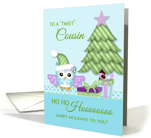 To 'Tweet Cousin Happy Holiday Owl w/tree & presents card (1132202)