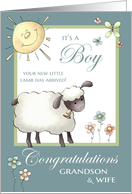 It’s a Boy Congratulations Grandson & Wife - Little Lamb card