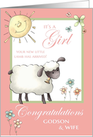 It’s a Girl Congratulations Godson & Wife - Little Lamb card