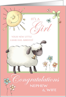 It’s a Girl Congratulations Nephew & Wife - Little Lamb card