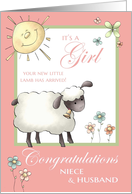 It’s a Girl Congratulations Niece & Husband - Little Lamb card