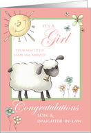 It’s a Girl Congratulations Son & Daughter-in-Law - Little Lamb card