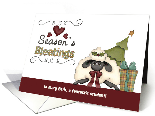 Seasons Bleatings Student Custom Name - Sheep, Tree, Gift card