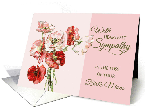 Loss of Birth Mom - Heartfelt Sympathy pink vintage flowers card