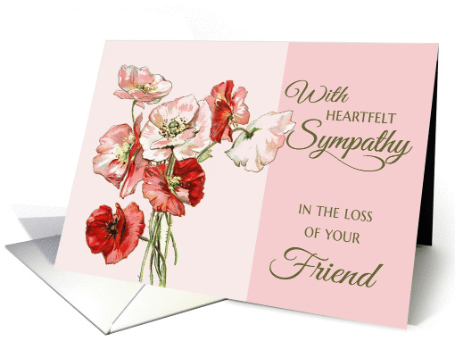 Loss of Friend - Heartfelt Sympathy pink vintage flowers card