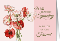 Loss of Friend - Heartfelt Sympathy pink vintage flowers card