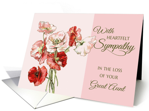 Loss of Great Aunt - Heartfelt Sympathy pink vintage flowers card